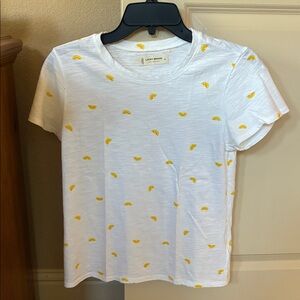 Lucky Brand Lemon Slice Print T-Shirt Women's M White Crew Neck Short Sleeve